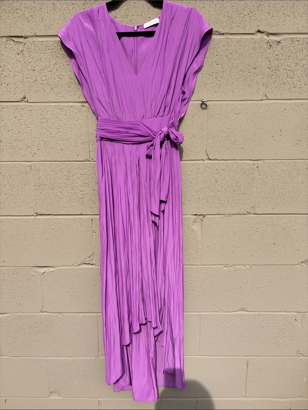 NEW Fucia/light Purple V-Neck Pleated Wrap Maxi Dress
